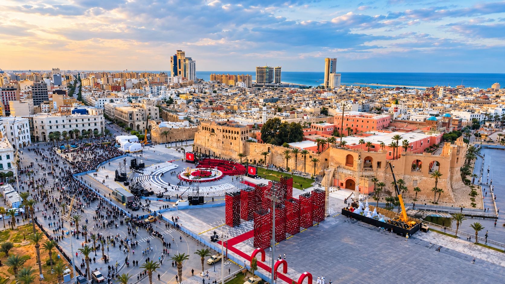 قلعة السرايا الحمراء وقوس ماركوس أوريليوس